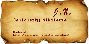 Jablonszky Nikoletta névjegykártya